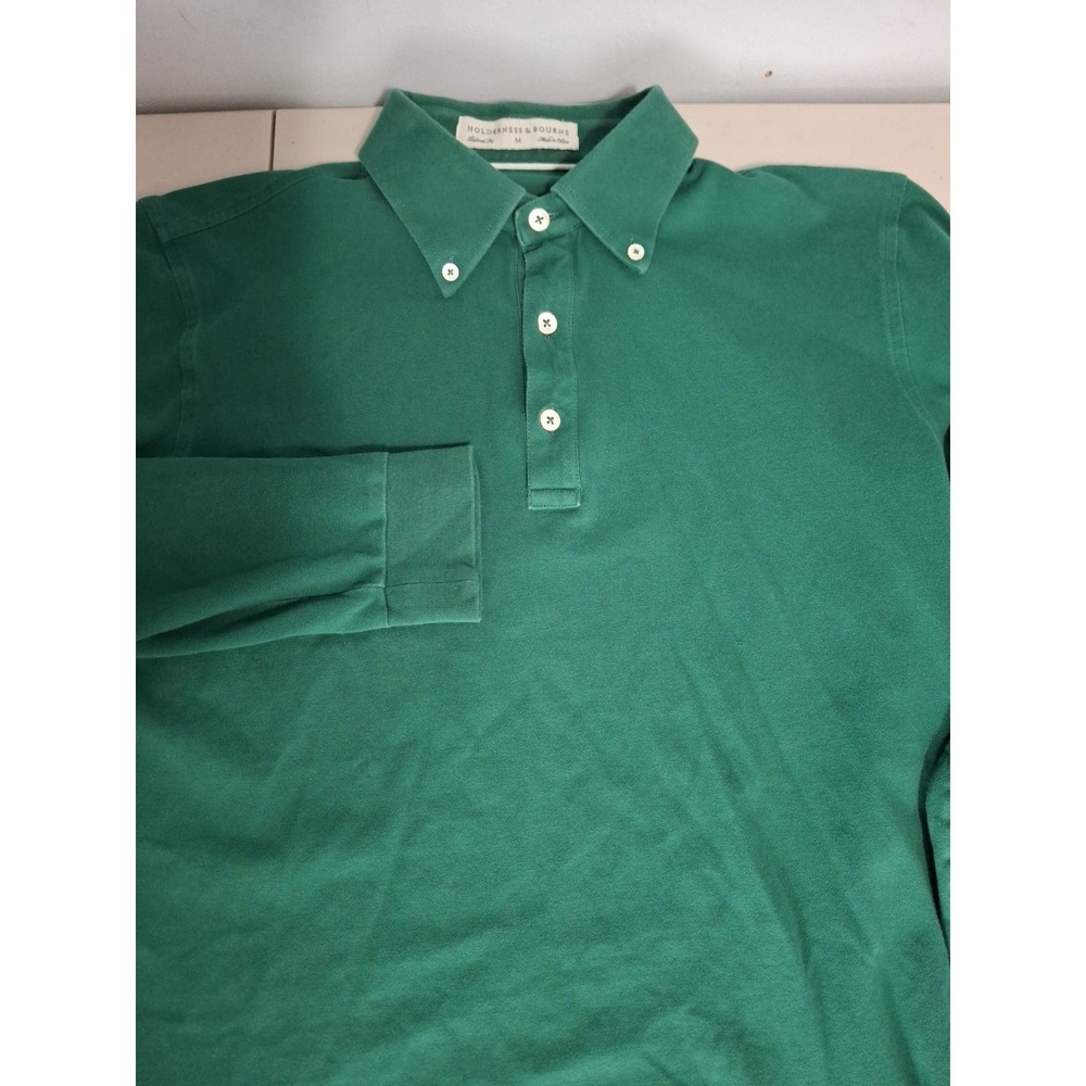 Holderness & Bourne Mens Medium Long Sleeve Button Down Green Shirt